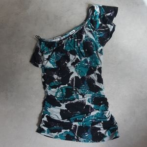 One shoulder top with ruffles